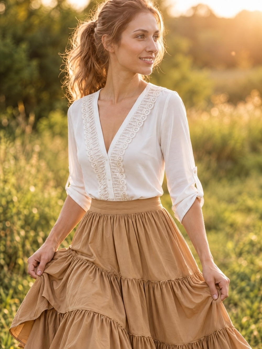 Love Stitch V Neck Blouse